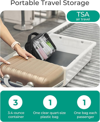 BAGSMART Puffy Clear Toiletry Bag, TSA-Approved & Wide-Open, 1-Pack, Black