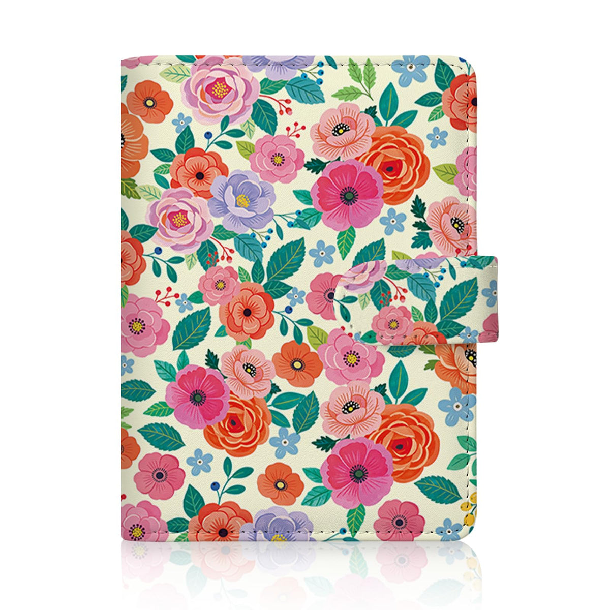 Passport Holder for Travel - Flowers Black Cat Passports Cover Wallet Case for Travel, PU Leather, RFID Passport Holder for Women Men, Passports Book Holders with Magnetic Closure