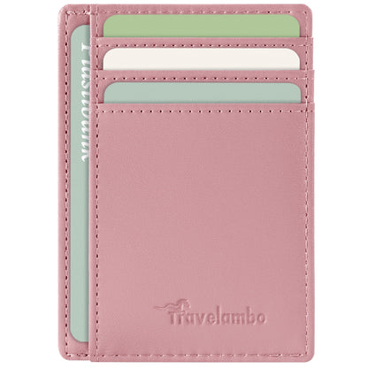 Travelambo Slim Wallet Front Pocket Minimalist Leather RFID Blocking Medium Size
