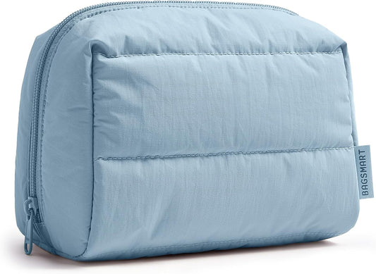 BAGSMART Small Makeup Bag, Puffy Wide-open Zipper Cosmetic Pouch