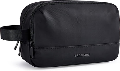 BAGSMART Travel Toiletry Bag for Men, Dopp Kit Water Resistant Shaving Bag for Toiletries Accessories, Black-Medium