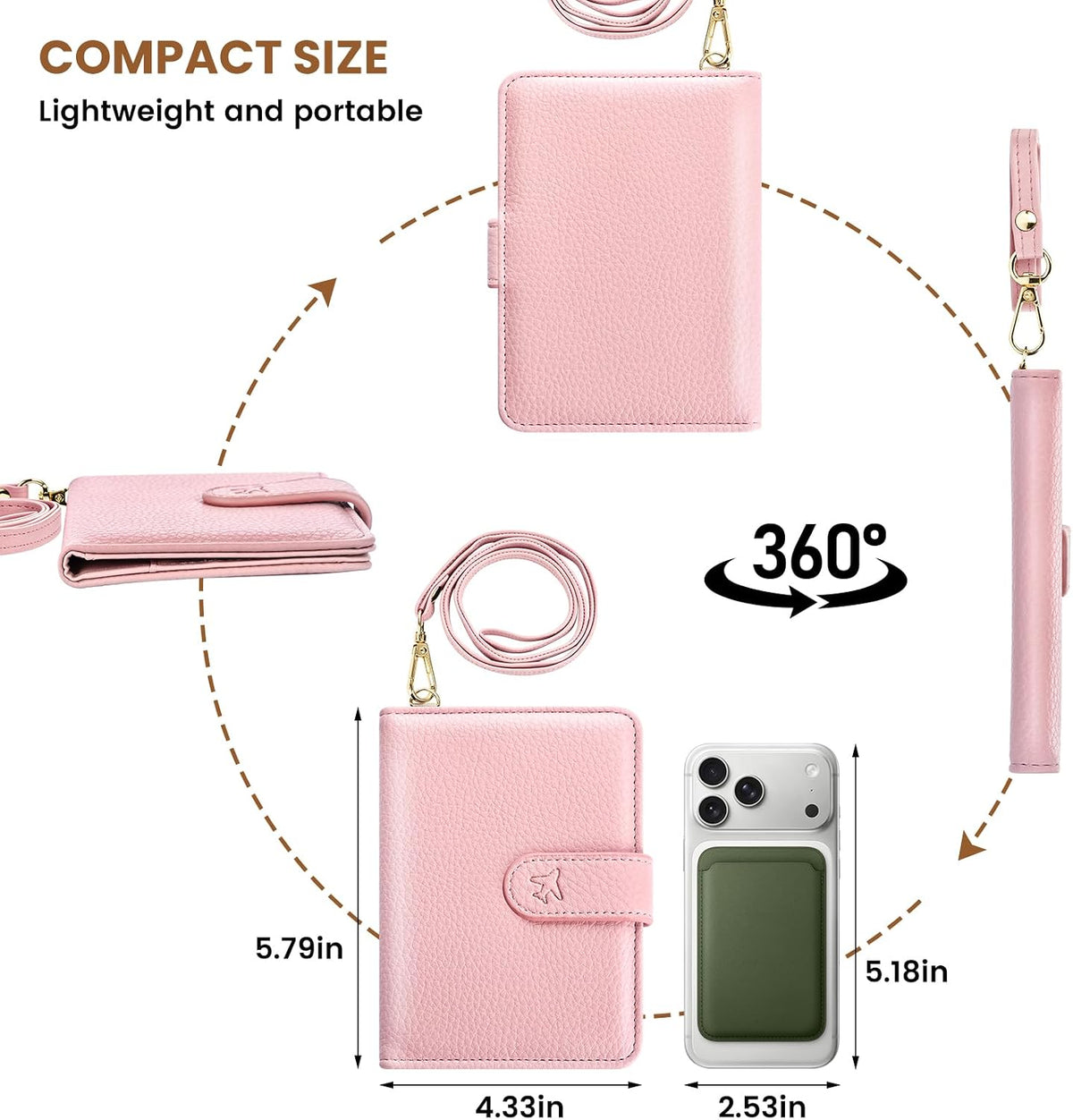 Passport Holder for Travel, Passport Wallet with Neck Strap RFID Blocking, Passport Book Cover Case with Card Slots, Travel Gifts for Women Men