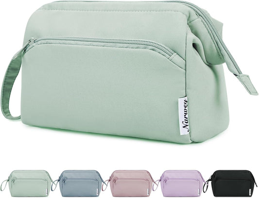 Narwey Travel Makeup Bag Toiletry Bag, Wide Open Cosmetic Bag for Women