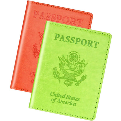 Herain Passport Holder for Travel Essentials, 2 Pcs Passport Holder Cover Wallet Case Travel Gifts Women Men Family, RFID Passports Book Card Holders Travels Cruise Accessories Must Haves