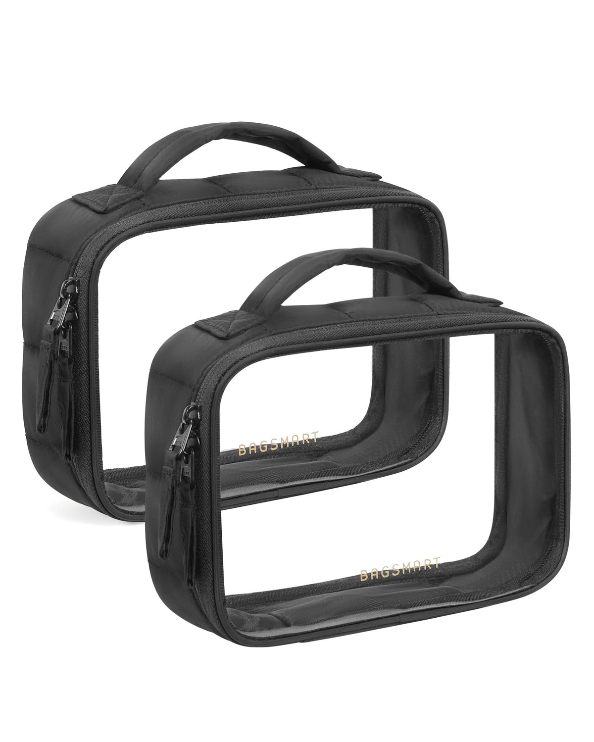 BAGSMART Puffy Clear Toiletry Bag, TSA-Approved & Wide-Open, 1-Pack, Black