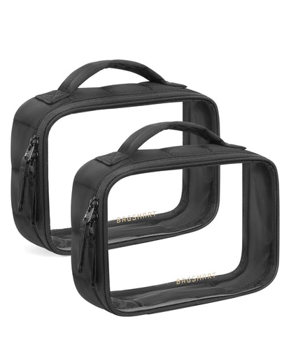 BAGSMART Puffy Clear Toiletry Bag, TSA-Approved & Wide-Open, 1-Pack, Black