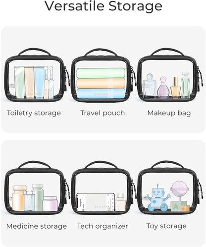 BAGSMART Puffy Clear Toiletry Bag, TSA-Approved & Wide-Open, 1-Pack, Black