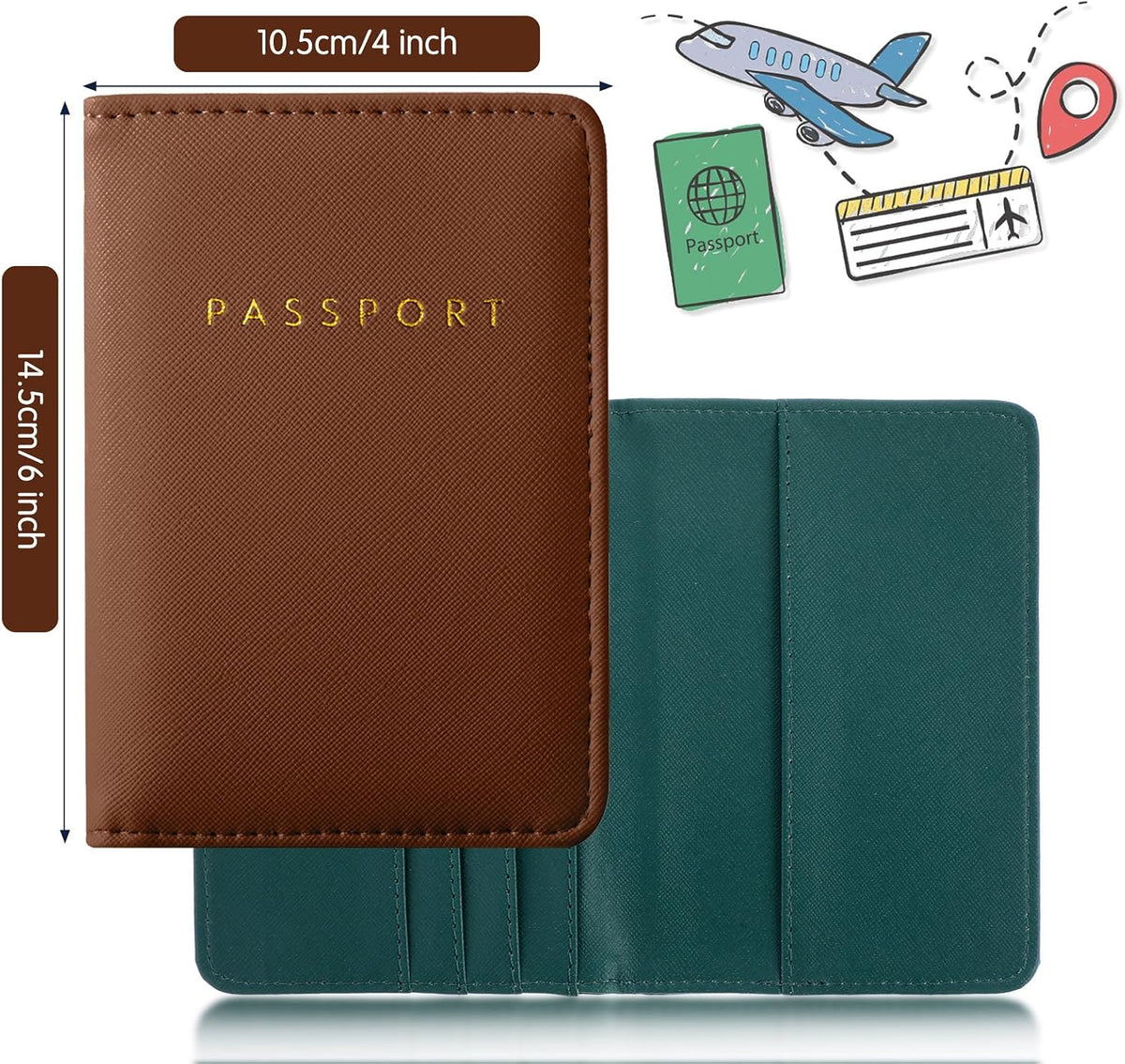 Frienda 2 Pcs Passport Holder Covers Waterproof Leather