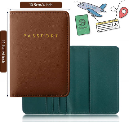 Frienda 2 Pcs Passport Holder Covers Waterproof Leather