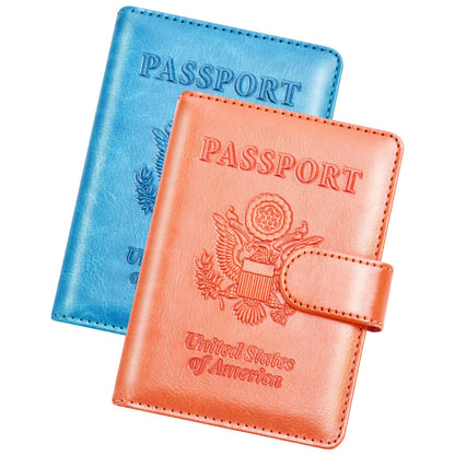 Herain Passport Holder for Travel Essentials, 2 Pcs Passport Holder Cover Wallet Case Travel Gifts Women Men Family, RFID Passports Book Card Holders Travels Cruise Accessories Must Haves