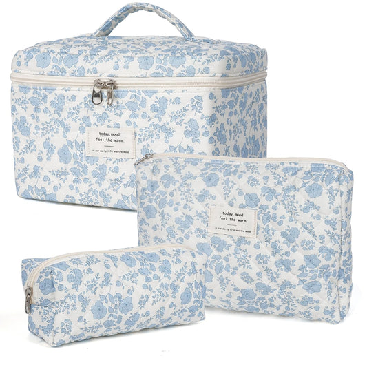 honitty Makeup Bag,Quilted Cosmetic Bags for Women