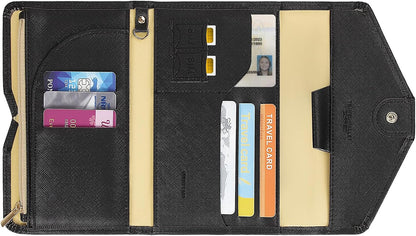 ZOPPEN Passport Holder Travel Wallet Organizer for Women,Black