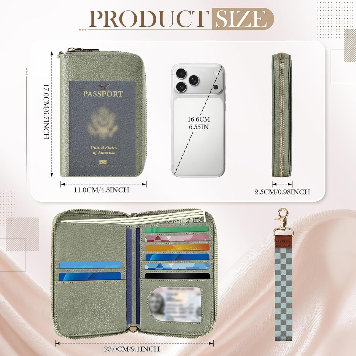 RFID Passport Wallet for Women, Passport Holder for Travel, Green