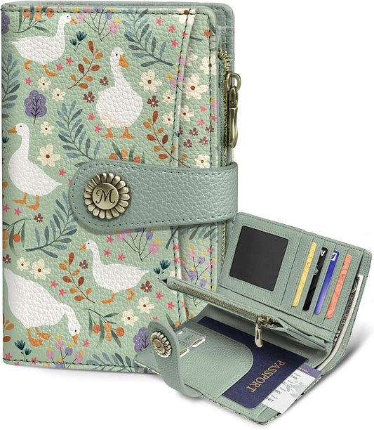 Goose Wallet Women RFID Bifold, Passport Holder Credit Card Holder