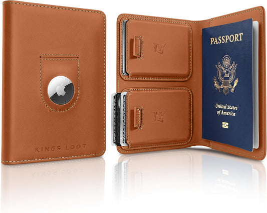 Kings Loot Passport Wallet with Holder for AirTag, Saffron