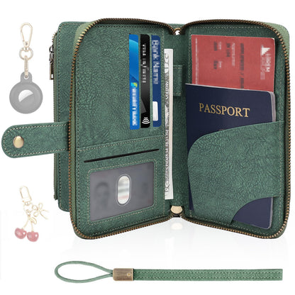 RFID Passport Wallet for Women, Passport Holder for Travel, Green