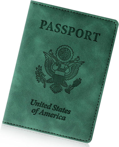 Passport Holder for Travel Essentials, RFID Blocking Passport Cover Wallet Card Case for Women and Men, PU Leather, Black