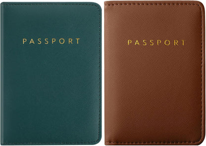Frienda 2 Pcs Passport Holder Covers Waterproof Leather
