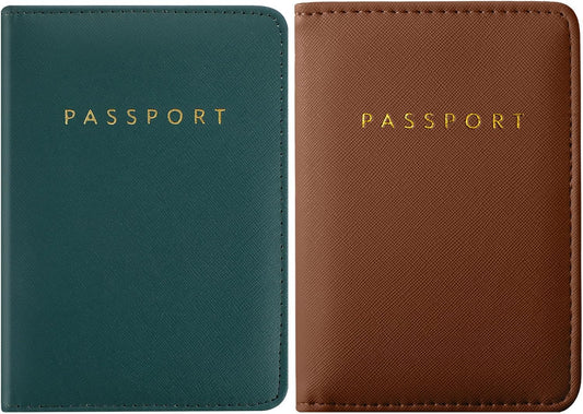 Frienda 2 Pcs Passport Holder Covers Waterproof Leather