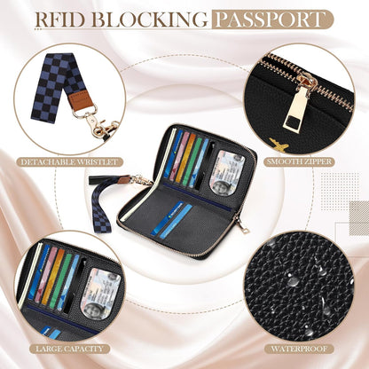 RFID Passport Wallet for Women, Passport Holder for Travel, Green