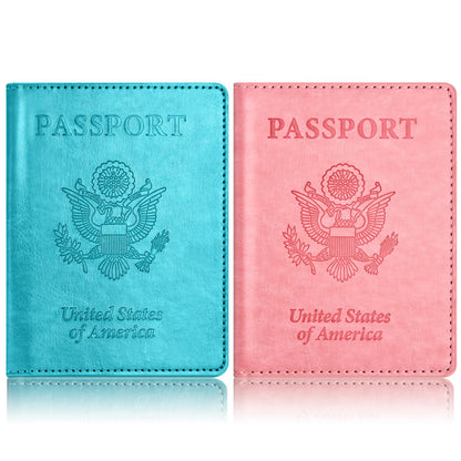 Eoehro Passport Holder for Travel Essentials-2Pack, Passport Wallet Cover Case for Travel Must Haves Accessories,Passport Book Holders for Women and Men