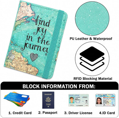 ZOPPEN RFID Blocking Passport Holder for Travel – PU Leather Waterproof Lightweight Passport Cover Wallet for Women Men, Travel Organizer with Card Slots for Airline Tickets & Passport Book, Map