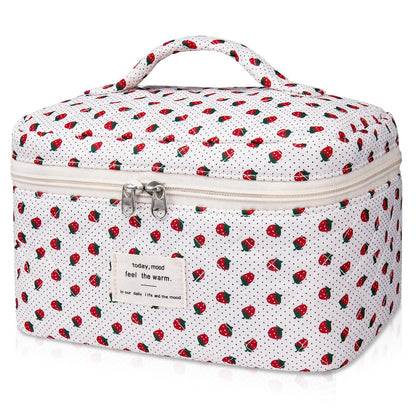Gosect Large Makeup Bag, Cute Cosmetic Bag for Women Girls, Floral Coquette Aesthetic Toiletry Bag, Travel Make Up Organizer Bag (BDLH)