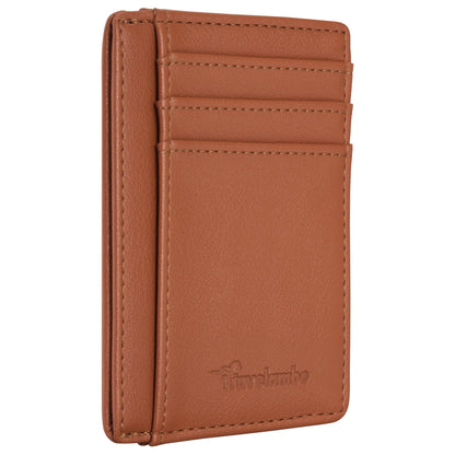 Travelambo Slim Wallet Front Pocket Minimalist Leather RFID Blocking Medium Size