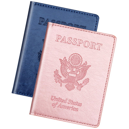 Herain Passport Holder for Travel Essentials, 2 Pcs Passport Holder Cover Wallet Case Travel Gifts Women Men Family, RFID Passports Book Card Holders Travels Cruise Accessories Must Haves