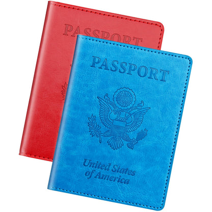 Herain Passport Holder for Travel Essentials, 2 Pcs Passport Holder Cover Wallet Case Travel Gifts Women Men Family, RFID Passports Book Card Holders Travels Cruise Accessories Must Haves