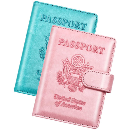 Herain Passport Holder for Travel Essentials, 2 Pcs Passport Holder Cover Wallet Case Travel Gifts Women Men Family, RFID Passports Book Card Holders Travels Cruise Accessories Must Haves