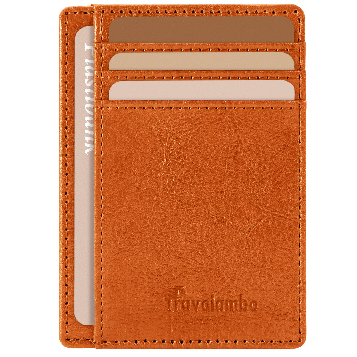 Travelambo Slim Wallet Front Pocket Minimalist Leather RFID Blocking Medium Size