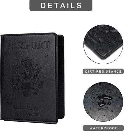 2 Pcs Passport Holders，Ultra Slim Passport Wallet for Travel Essentials