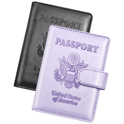Herain Passport Holder for Travel Essentials, 2 Pcs Passport Holder Cover Wallet Case Travel Gifts Women Men Family, RFID Passports Book Card Holders Travels Cruise Accessories Must Haves