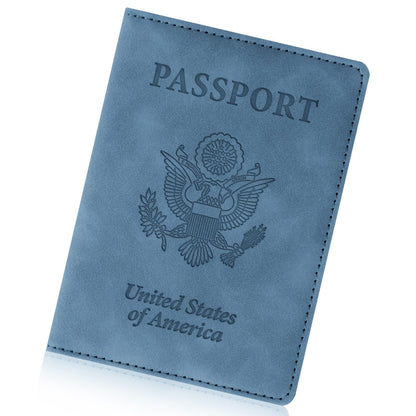 Passport Holder for Travel Essentials, RFID Blocking Passport Cover Wallet Card Case for Women and Men, PU Leather, Black