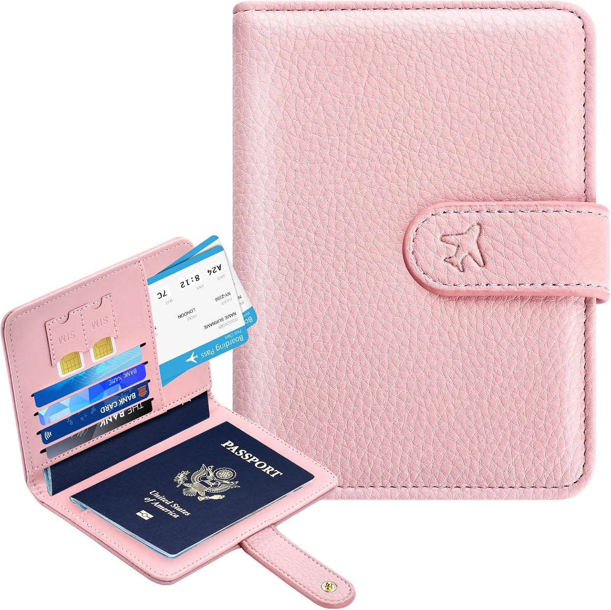 Passport Holder for Travel, Passport Wallet with Neck Strap RFID Blocking, Passport Book Cover Case with Card Slots, Travel Gifts for Women Men