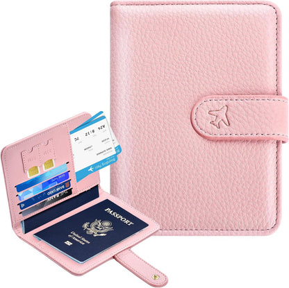 Passport Holder for Travel, Passport Wallet with Neck Strap RFID Blocking, Passport Book Cover Case with Card Slots, Travel Gifts for Women Men