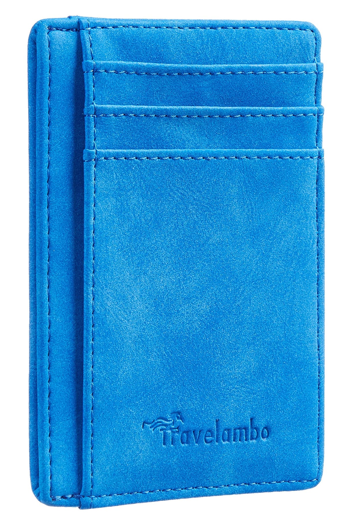 Travelambo Slim Wallet Front Pocket Minimalist Leather RFID Blocking Medium Size