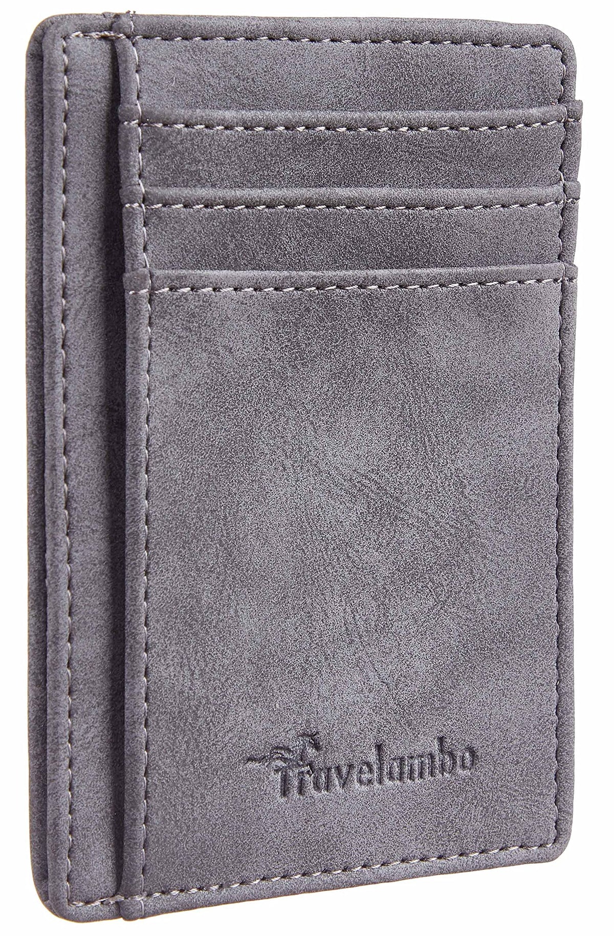 Travelambo Slim Wallet Front Pocket Minimalist Leather RFID Blocking Medium Size