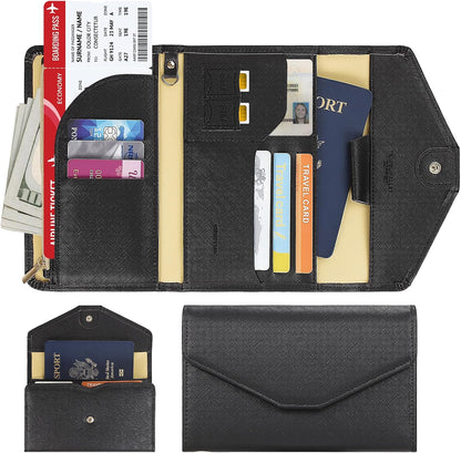 ZOPPEN Passport Holder Travel Wallet Organizer for Women,Black